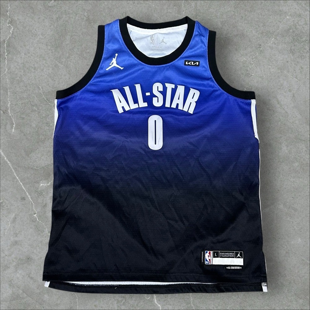 Jordan NBA All Star Swingman Basketball Jersey Mens L Blue Black Gradient Sports